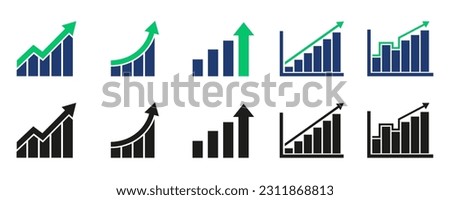 
Set of growth graph vector icons. Up arrow symbol or logo. EPS 10