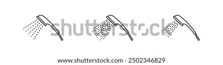 Shower head water pattern vector icon set. Showering heads icons.