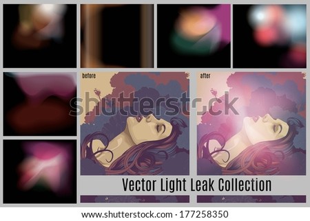 Vector collection of light leak effects