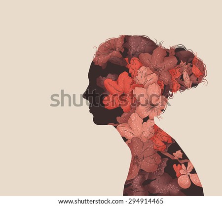 Hand drawn vector image in a double exposure style