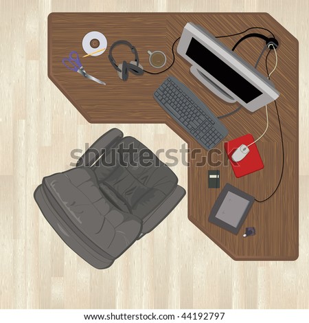 Top view of a designers desk. Vector version also available.