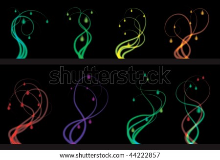 Neon swirls with drops. Vector also available.