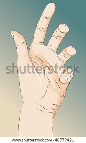 Roughly drawn stylized open hand illustration. Lines, main shape fill, highlights/shading and background are all on separate layers.
