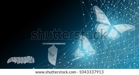 Background of beautiful abstract Business transformation innovation. Change from to high technology like butterfly life cycle. to imply with success future business growth concept or other transform ストックフォト © 