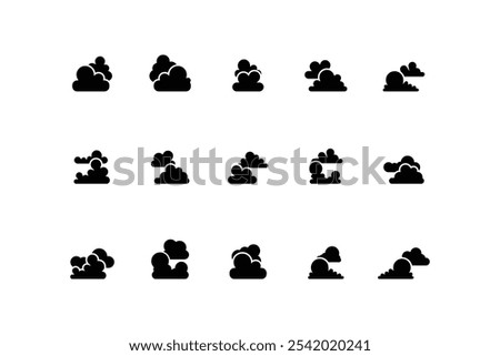 Cloud set. Cloud icon. Cloud shape design vector set. Design element for weather forecast, web interface or cloud storage application. Vector illustration.