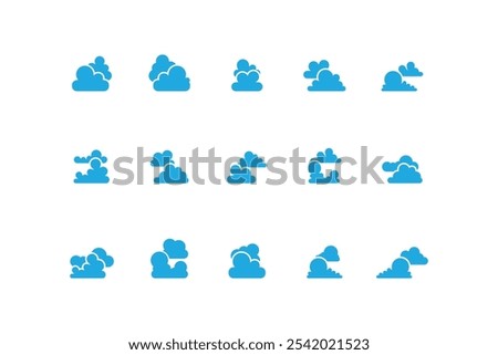 Collection of blue cloud illustrations. Vector set of cartoon clouds in flat design.Cloud.Sky.Vector illustration.