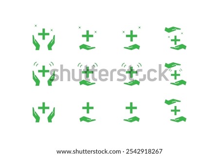 Medical services icons set, Healthcare icons vector illustration. Illustration of a simple green element with a white background. medicine concept outline symbol design.