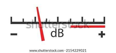 Decibel meter scale  icon. Gauge sound illustration symbol. Sign volume amplifier, db vector.