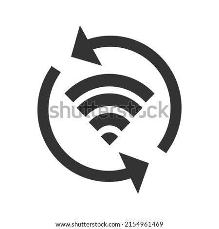 Double Reverse wifi icon. Network reboot illustration symbol. Sign app button vector.