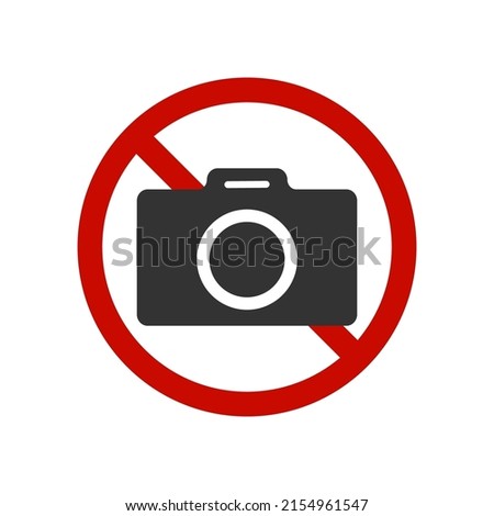 No photograph icon.Stop take pictures illustration symbol. Sign ban camera vector.