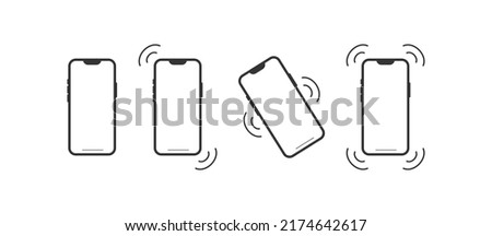  Ringing or vibrating phone icons.Smartphone incoming call illustration symbol. Sign vibration calling vector.