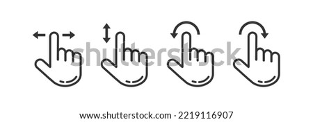Hand pointer cursor mouse icon set. Index finger movement illustration symbol. Sign hand and arrow vector flat.