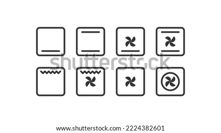 Oven mode settings icon set. Oven cooking options illustration symbol. Sign setup oven vector flat.