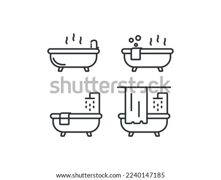 Bath tub icon set.  Shower illsutration symbol. Sign bubble bath vector desing.