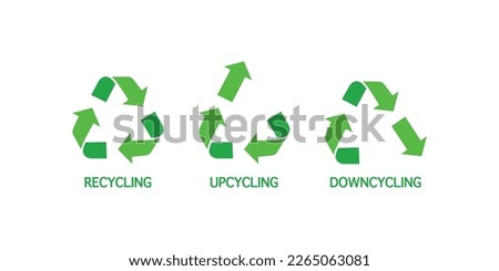 Recycling, up cycling, down cycling icon. Recycling trash vector desing.