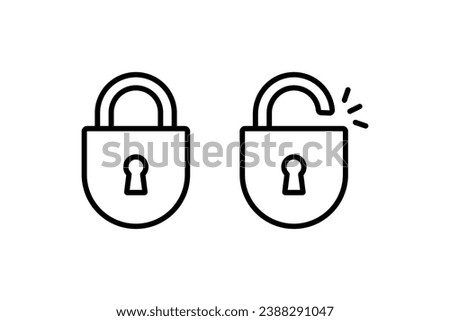 Locked and unlocked lock icon. Editable stroke vector design.