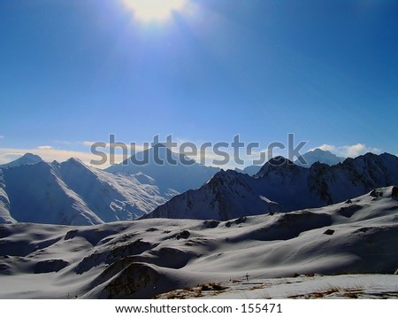 far mountain view in swiss alps