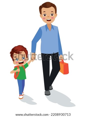 father going to school to drop off his son