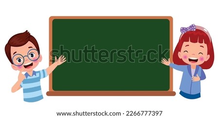 Bright school clipboard blank for your text with funny kids
