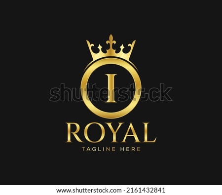 Luxurious Royal Logo Design. Letter I Logo Design Template.