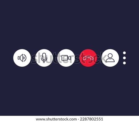 Video call icons for interface. Video call icons set. Vector illustration