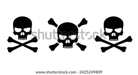 Set of Skull with Crossbones vector icons.