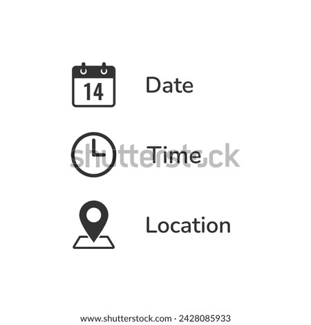 Date, time, location icon or Place icon Symbol