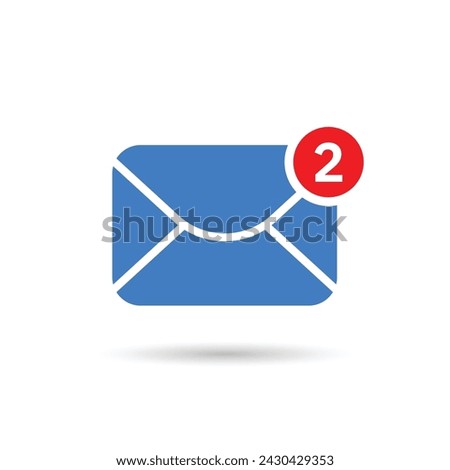 New message or inbox notification vector icon. Two incoming email messages inbox icon. Envelope with incoming message symbol.