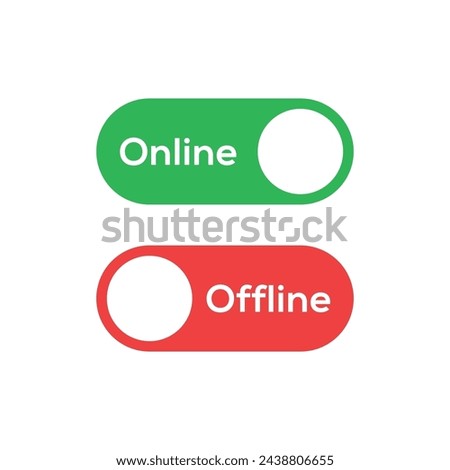 Online offline switch icon vector. On off slider concept. Online and offline button sign.