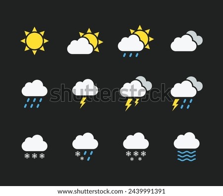 Modern weather icons set. Weather icons set vector illustration