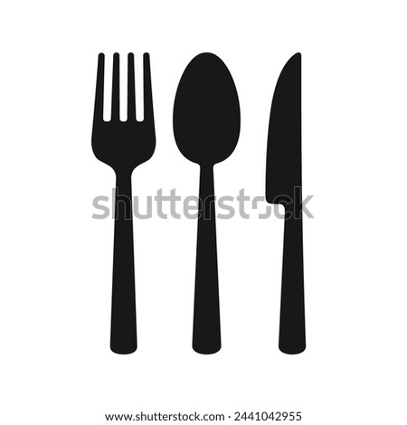 Cutlery silhouettes vector. Spoon, knife, and fork icons. Kitchen accessories vector elements