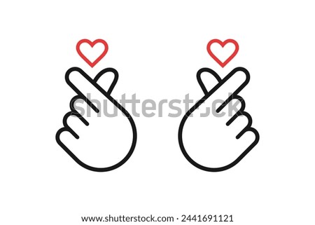 Finger heart icon. Korean love sign. Hand with love icon vector illustration