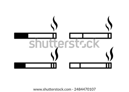 Smoking cigarette icon set. Smoking logo illustration. Cigarette sign symbol vector on white background