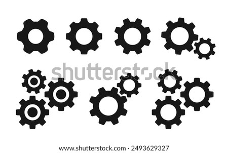 Gear icon set. Gear Settings symbol, cogwheel. Functions symbol. Settings icon vector Illustration