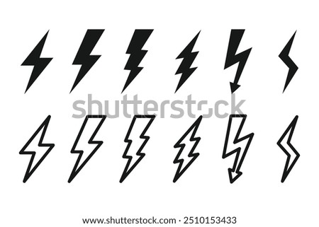 Lightning icon set. Electric sign and symbol. Power icon. Energy sign. Lightning power icon, vector illustration.