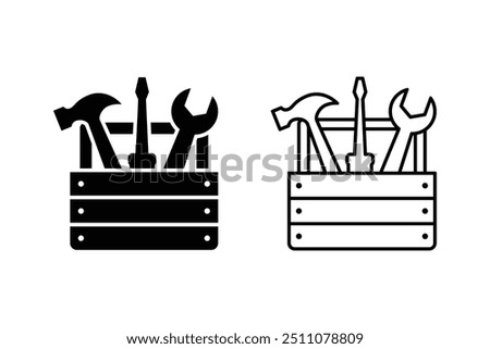 Handy toolbox icons. Tool case icon concept. Toolbox or tool kit icon set.