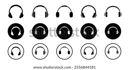 Headphone icons set. Headphones icon collection. Set of music headphones icons. Headphone sign and symbol