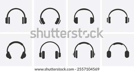 Headphones icon. Headphones icon collection. Headvector icon symbols. Set of music headphone icons. Headset icon symbols