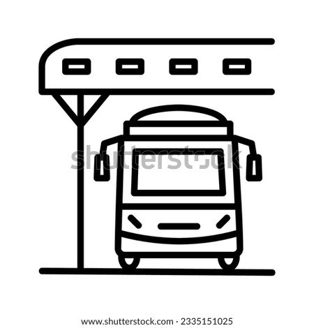 Bus terminal building related icon, useful as a place of transportation. Editable black outline vector illustration.