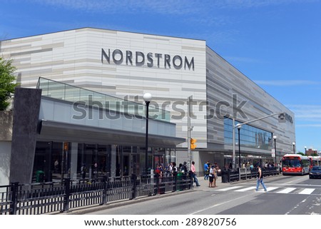 OTTAWA, CANADA - JUN 20, 2015:   The new Nordstrom store that opened in the Rideau Centre shopping mall in March, 2015.  The American upscale fashion retailer has begun expansion into Canada.