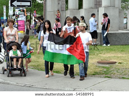 OTTAWA, CANADA - JUNE 5:  People gather to protest Israel after the recent attack of the Gaza flotilla, and Ottawa\'s stand regarding Israel.  Ottawa, Ontario June 5, 2010.