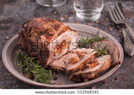 Similar – Image, Stock Photo Meat stuffed with apricot.