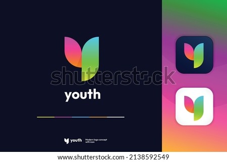Modern Abstract Simple Letter Y Shape Logo Design Template With Icon