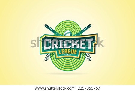 Cricket League logo, id, emblem or lockup with bat and ball