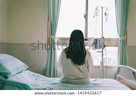 Similar – Image, Stock Photo Lonely woman with long hair looking at a hill