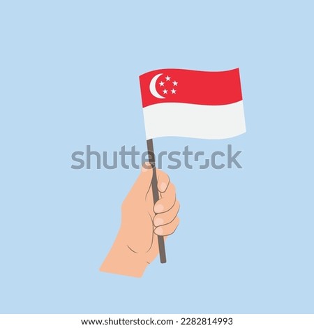 Flag of Singapore, Hand Holding flag