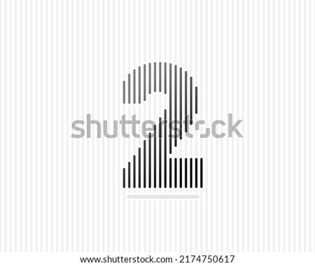 Number 2 line art. Vector illustration with vertical lines isolated on a white background. Figure 2 vector icon with gradient.