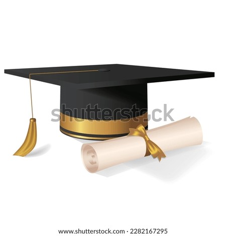 vector bachelor hat with diploma