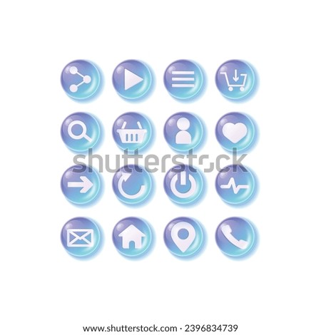 Set of round glass icons