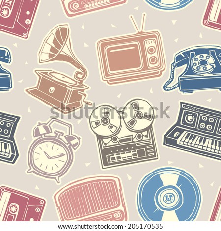 Retro media seamless pattern